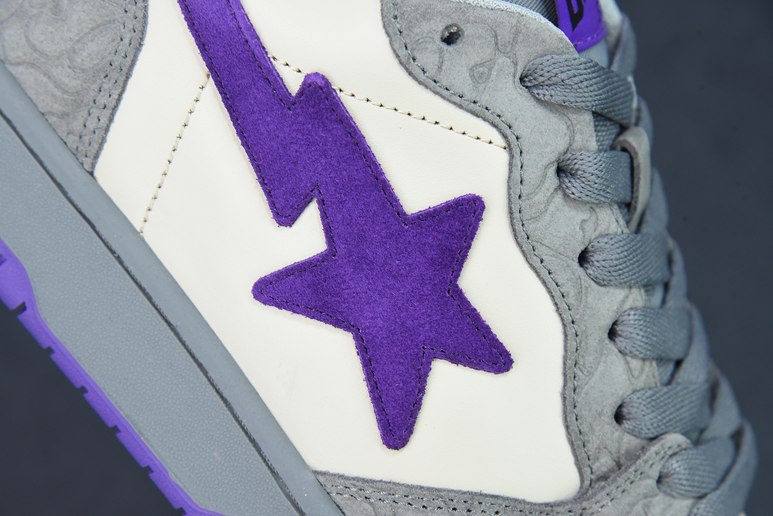 A Bathing Ape Court Sta Mist Grey Royal Purple 1G801009I