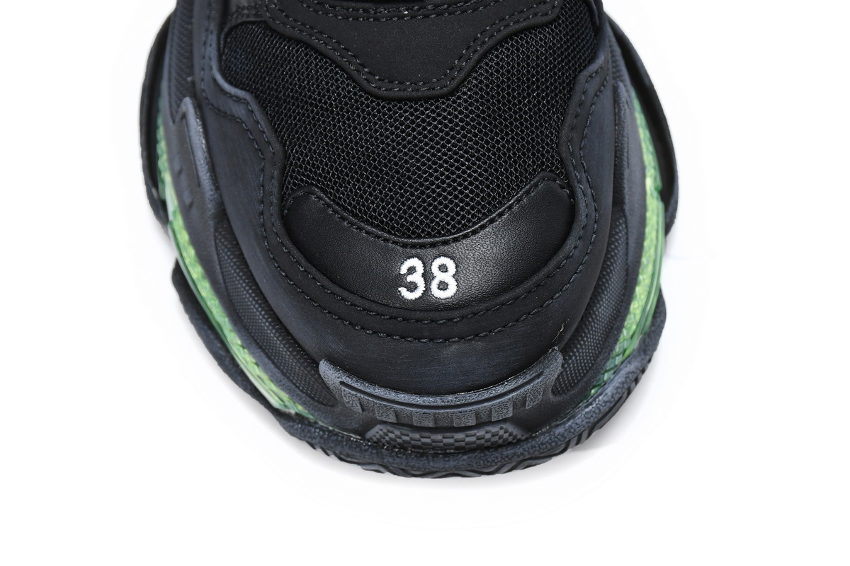 Ba***ci*ga Triple S Black Green   544351 W09ON 1047