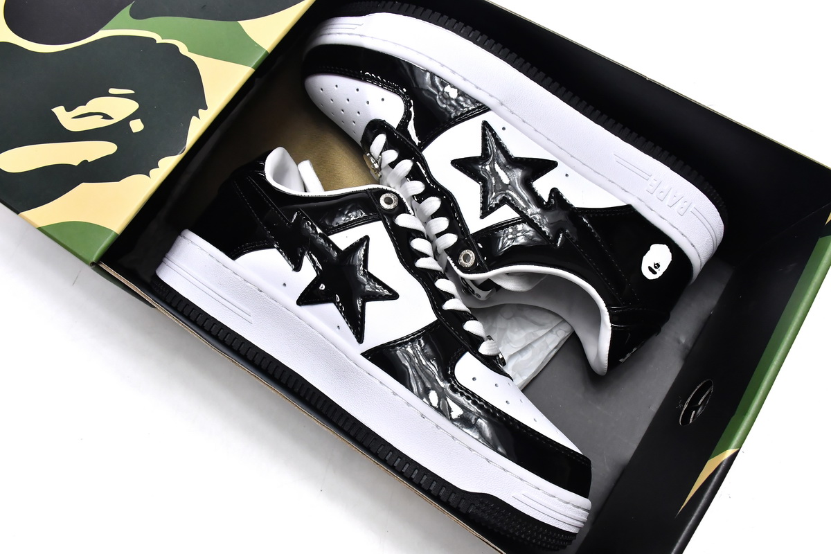 A Bathing Ape Bape Sta Low Black White 1H70-191-001