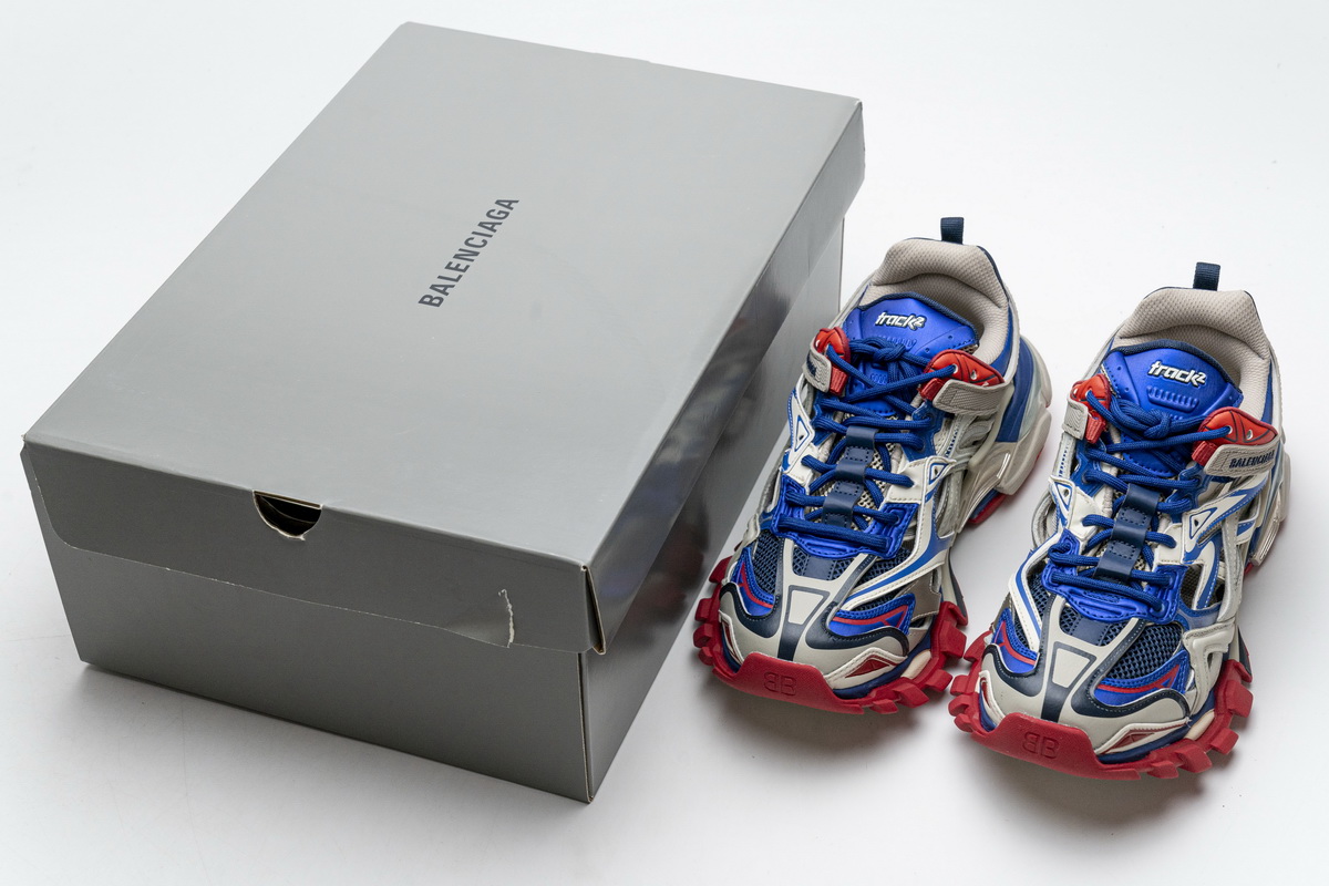 Ba***ci*ga Track 2 Sneaker Beige Blue  570391 W2GN2 8570