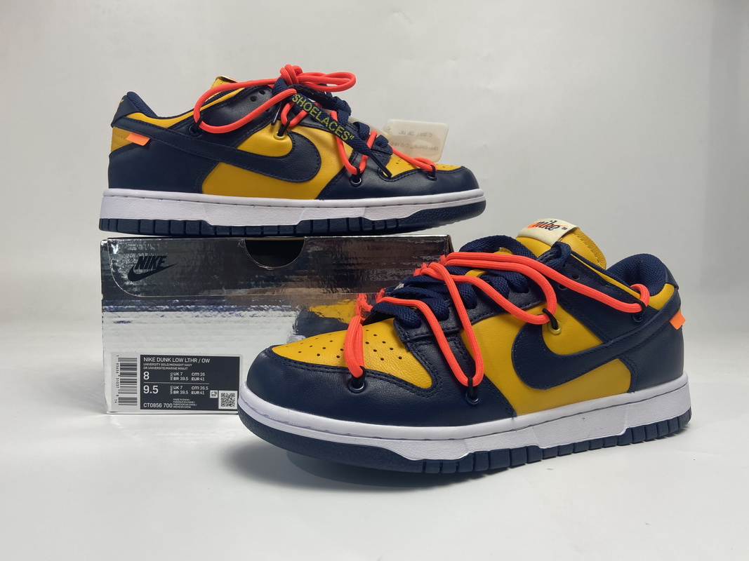 OFF WHITE X Nike Dunk SB Low White Michigan  CT0856-700