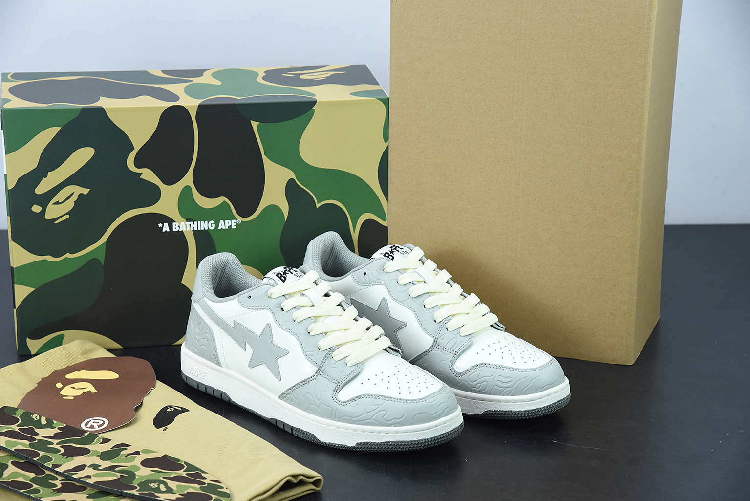 A Bathing Ape Court Sta Light Grey Cream 1G70191034