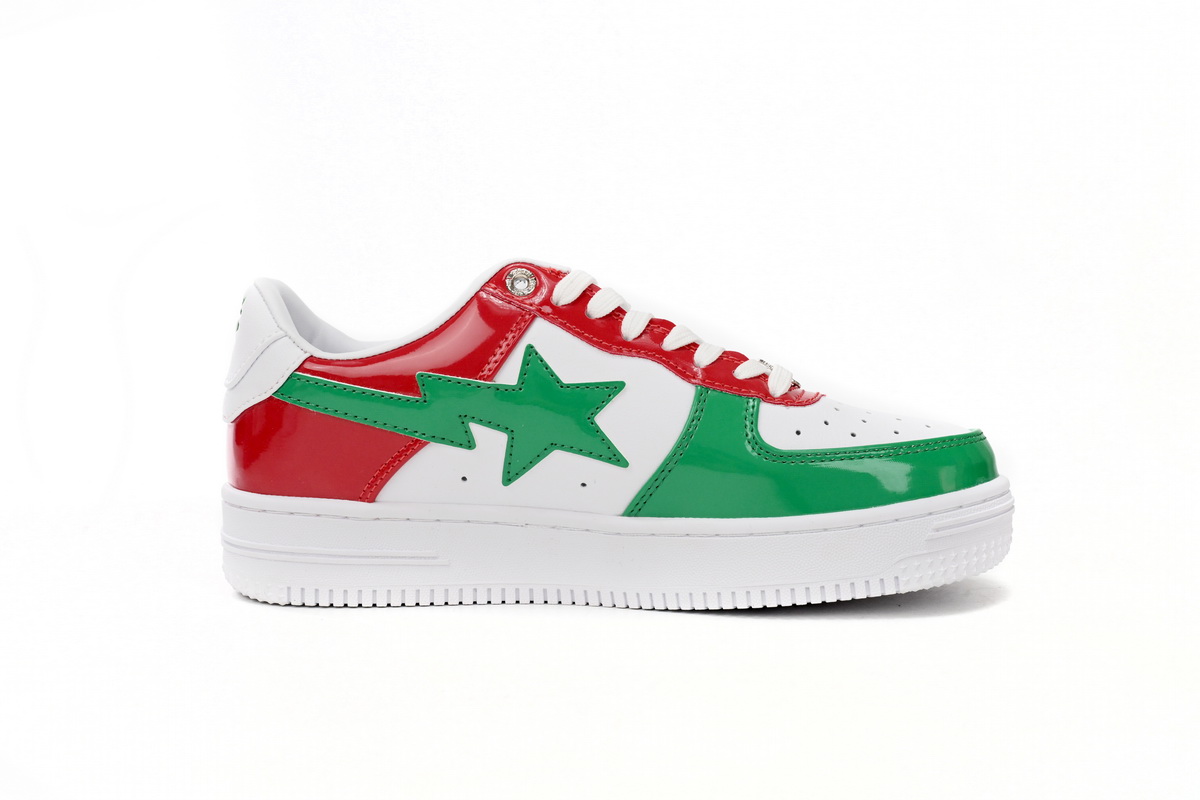 A Bathing Ape Bape Sta Low Red, white, and Green 1180-191-004