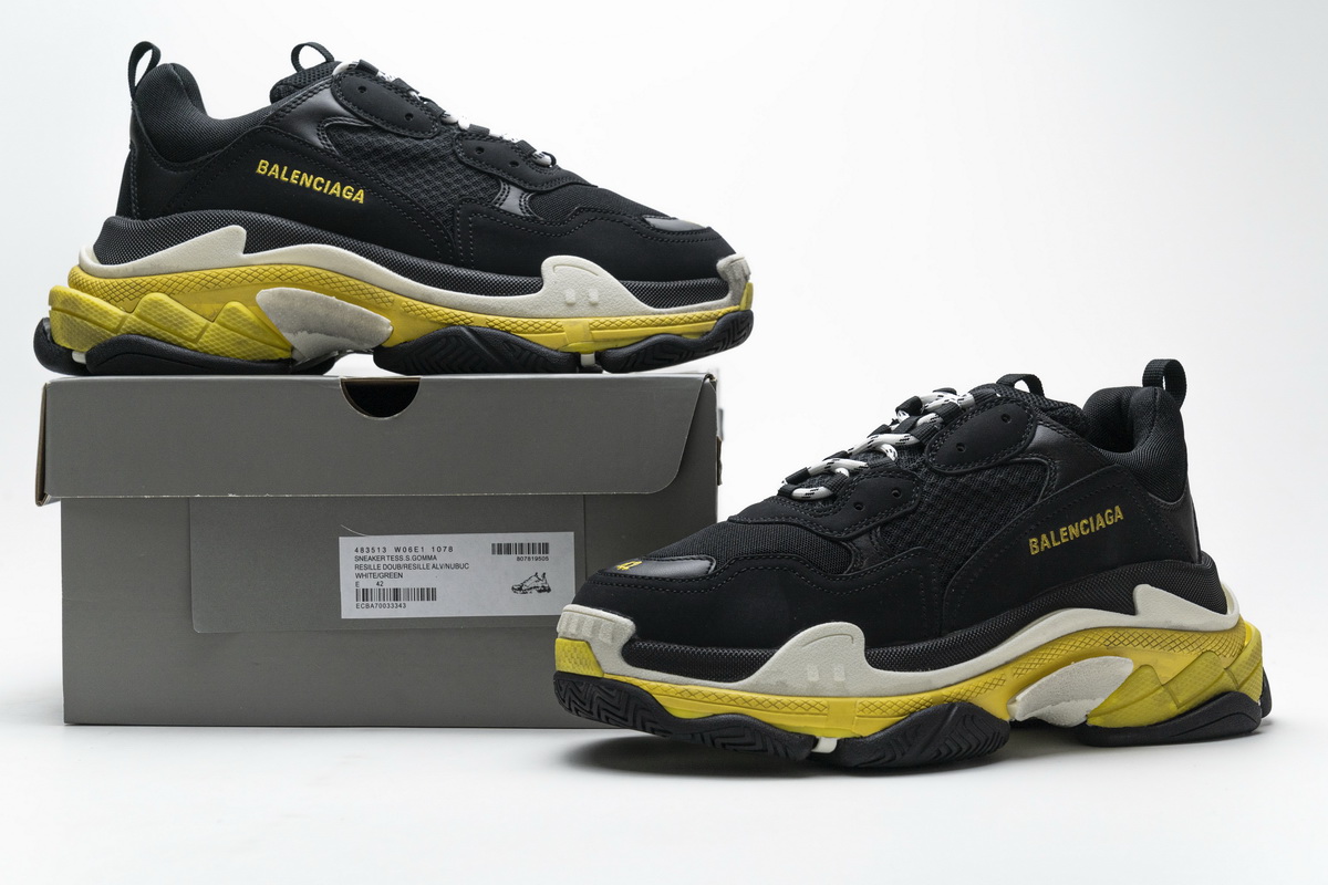 Ba***ci*ga Triple S Black Yellow  483513 W06E1 1078