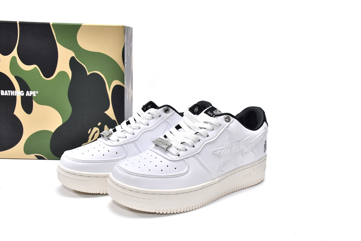 A Bathing Ape Bape Sta Low White Black  1H70-191-022