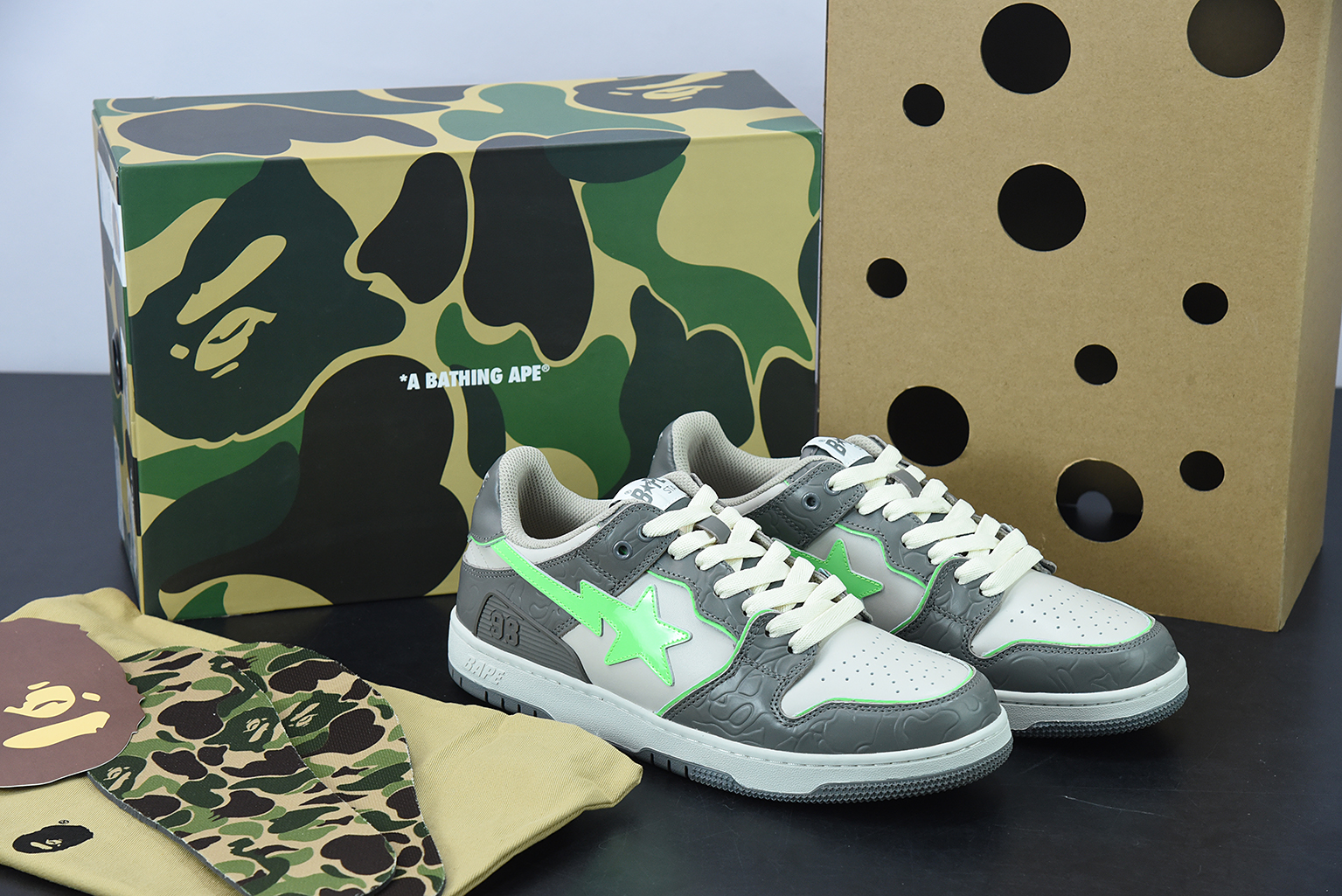 A Bathing Ape Bape SK8 Sta Grey Green 1G70191034