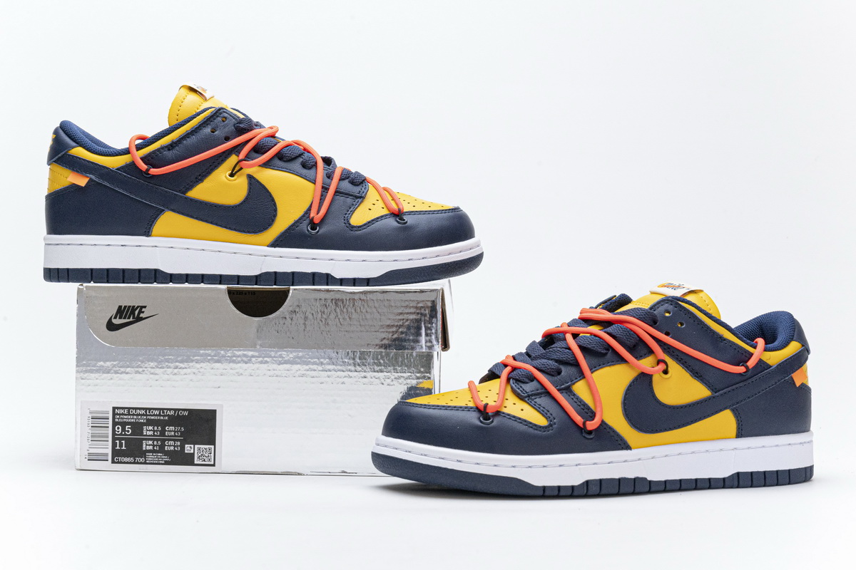 OFF WHITE X Nike Dunk SB Low White Michigan  CT0856-700