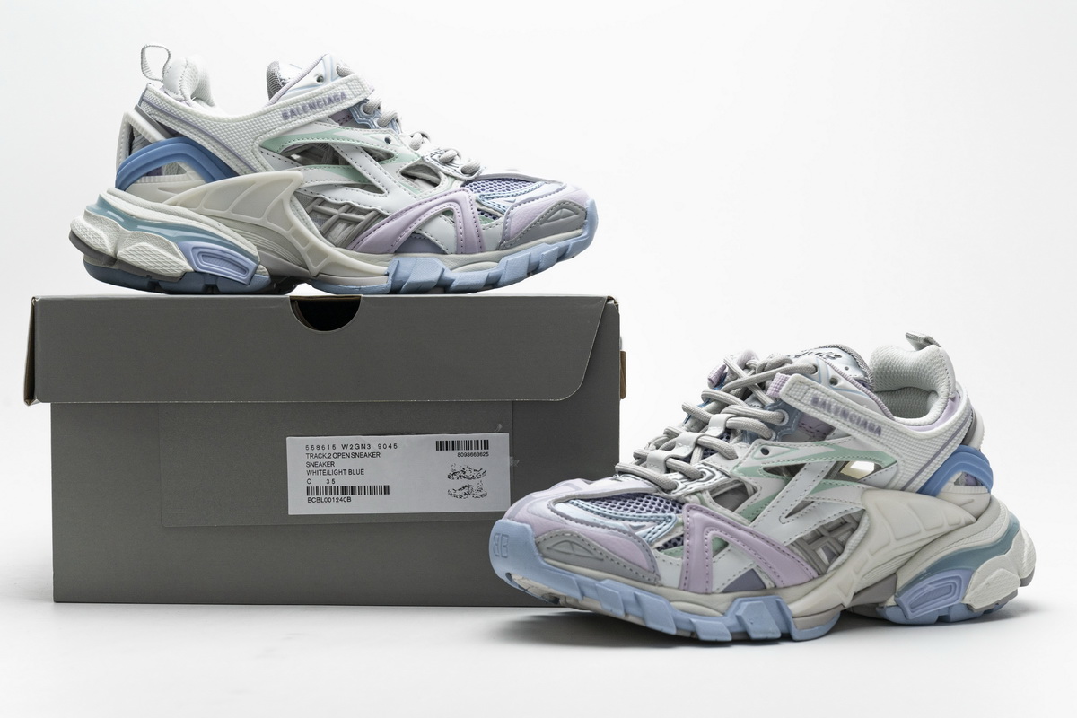 Ba***ci*ga Track 2 Sneaker White Light Blue   568615 W2GN3 9045