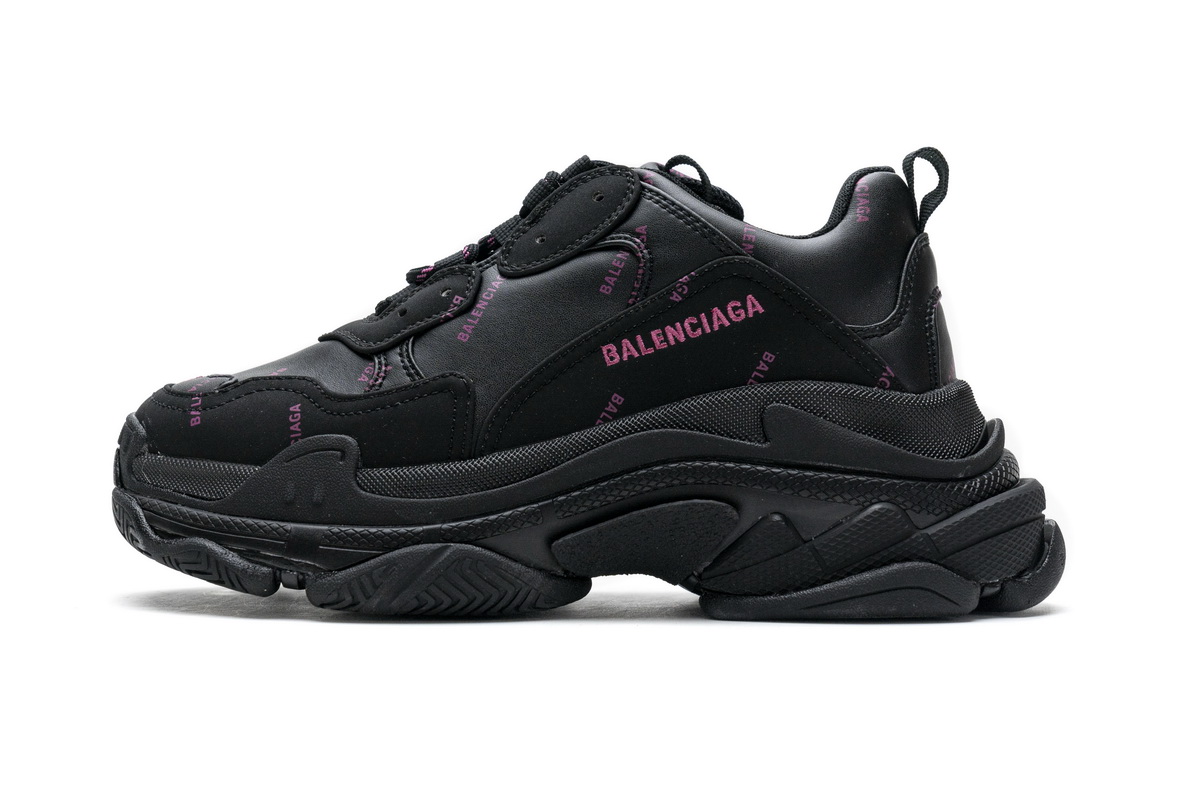 Ba***ci*ga Triple S Letter Black Pink   524039 W2FA1 7635