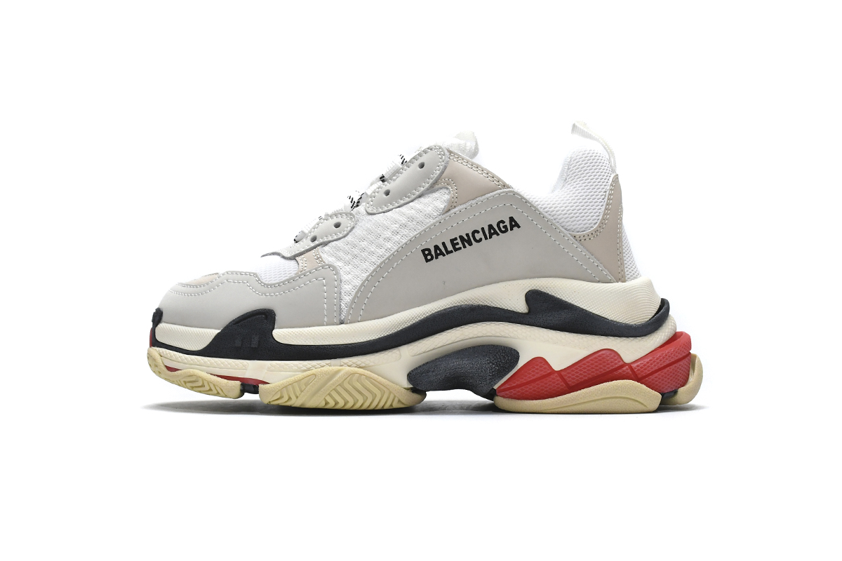 Ba***ci*ga Triple S White Dark Grey Red   524037 W09E1 9000