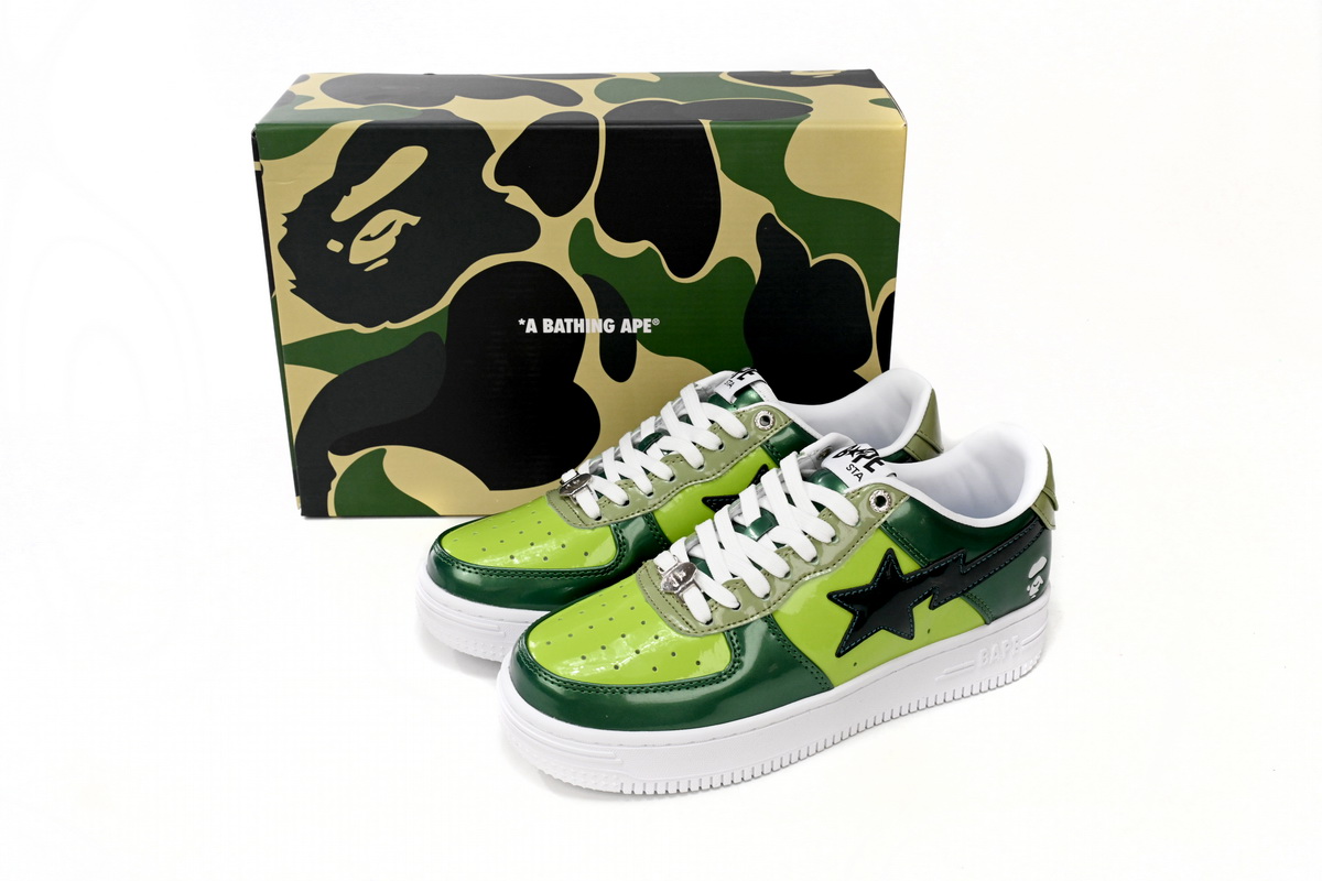 A Bathing Ape Bape Sta Low Black Green Mirror Surface  1H20 190 046
