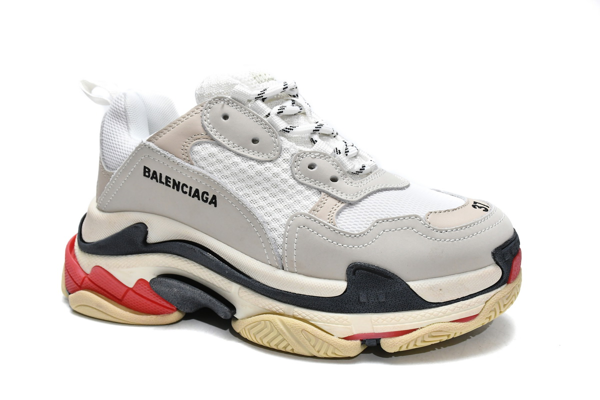Ba***ci*ga Triple S White Dark Grey Red   524037 W09E1 9000