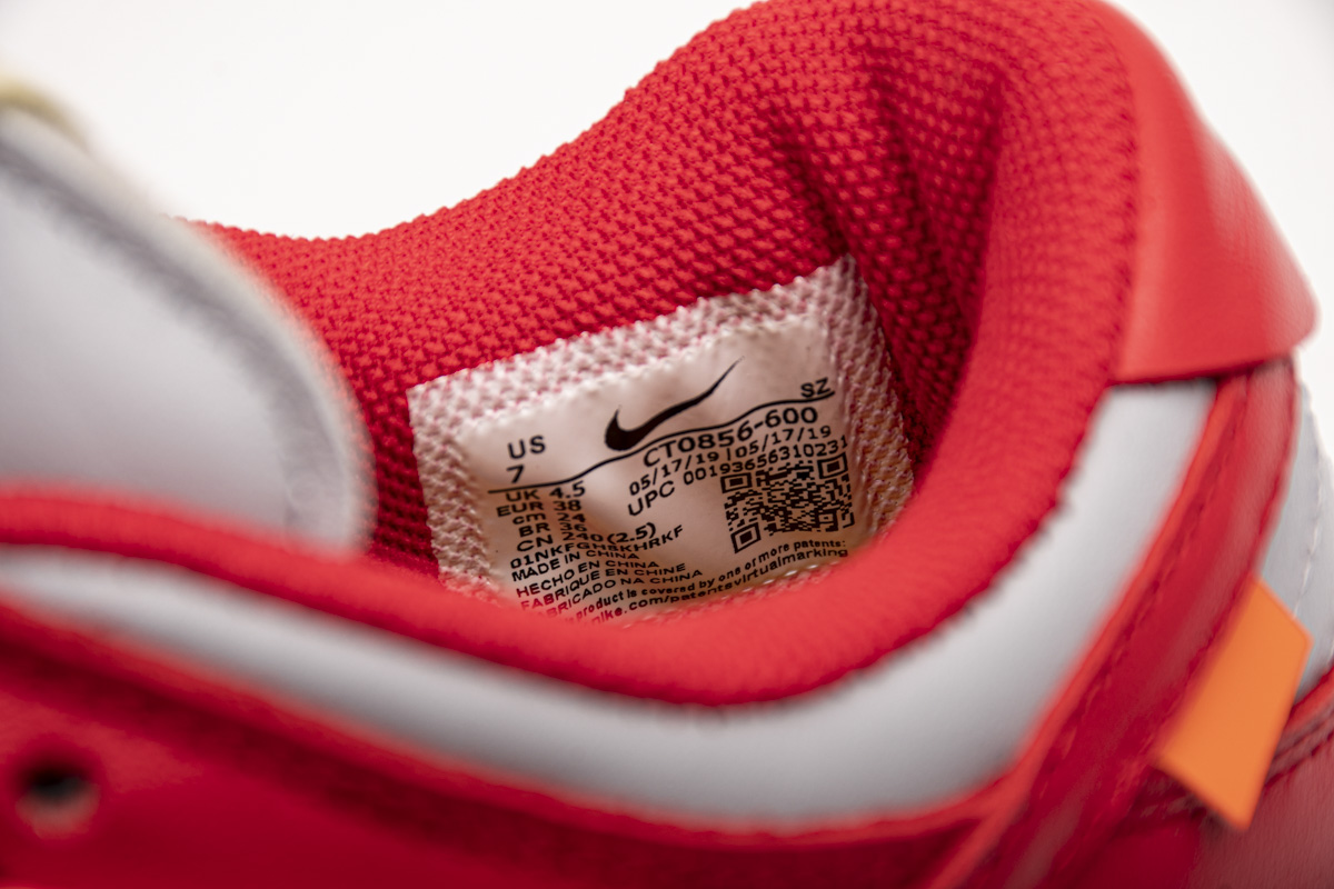 OFF White X Nike Dunk Low University Red   CT0856-600