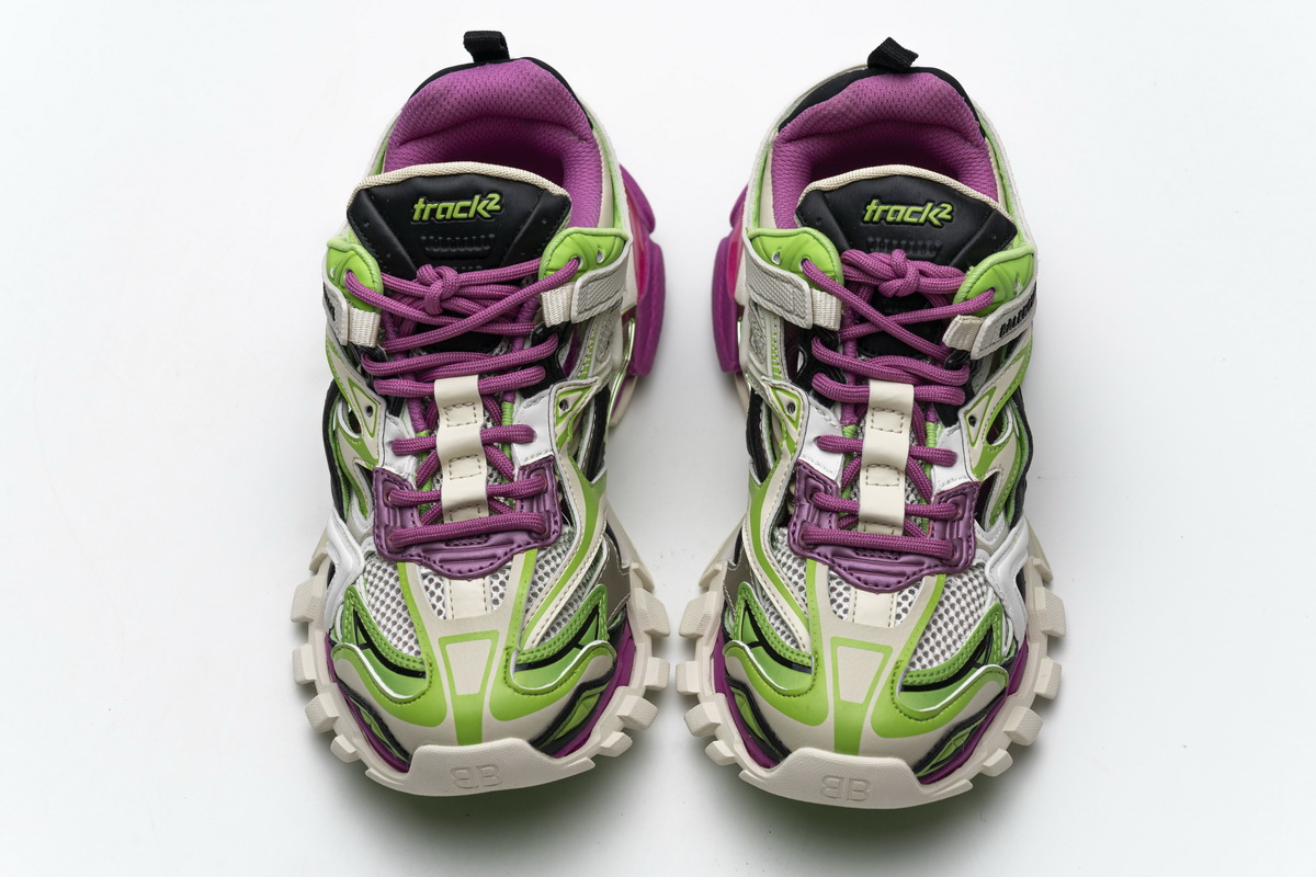 Ba***ci*ga Track 2 Sneaker White Green Pink   568615 W2GN3 9199
