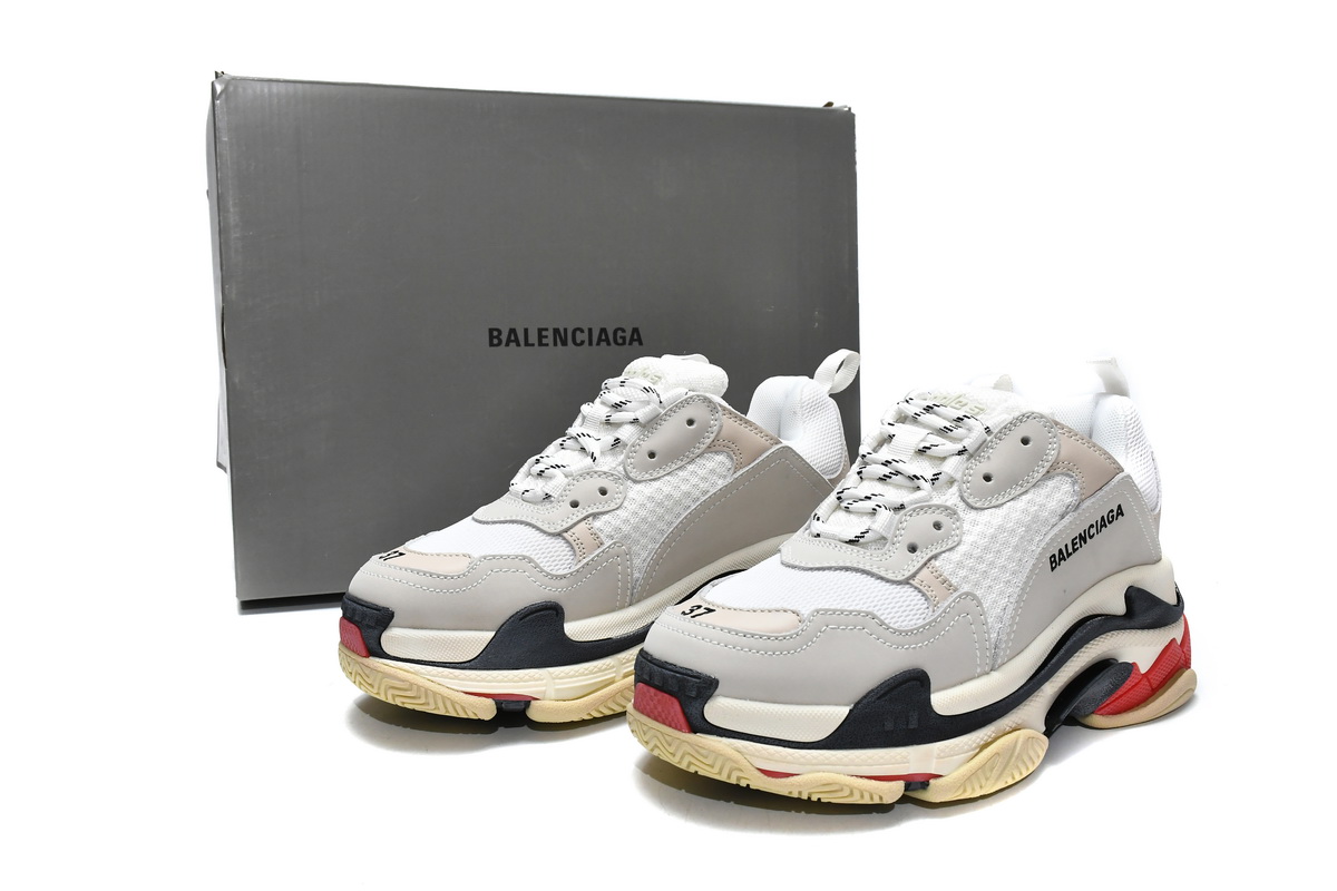 Ba***ci*ga Triple S White Dark Grey Red   524037 W09E1 9000