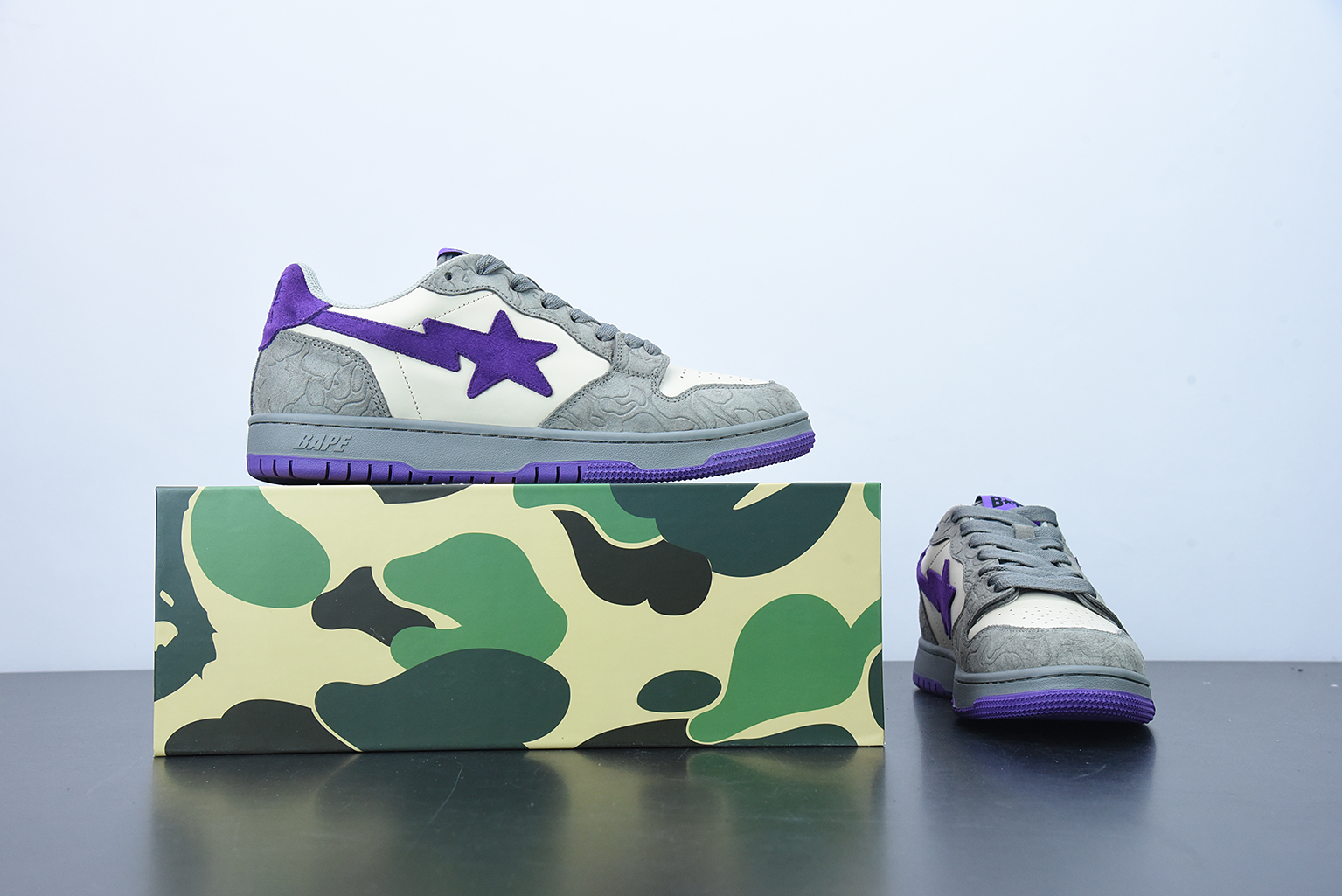 A Bathing Ape Court Sta Mist Grey Royal Purple 1G801009I