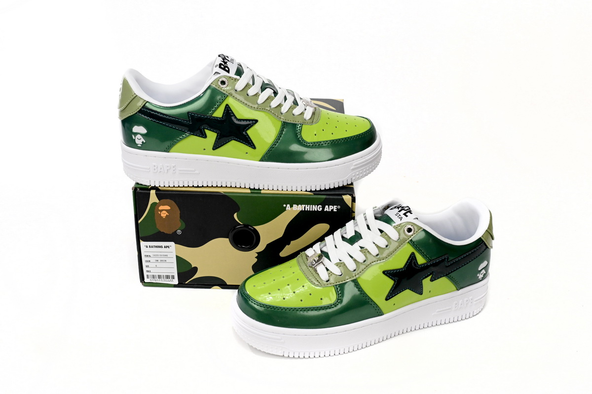 A Bathing Ape Bape Sta Low Black Green Mirror Surface  1H20 190 046