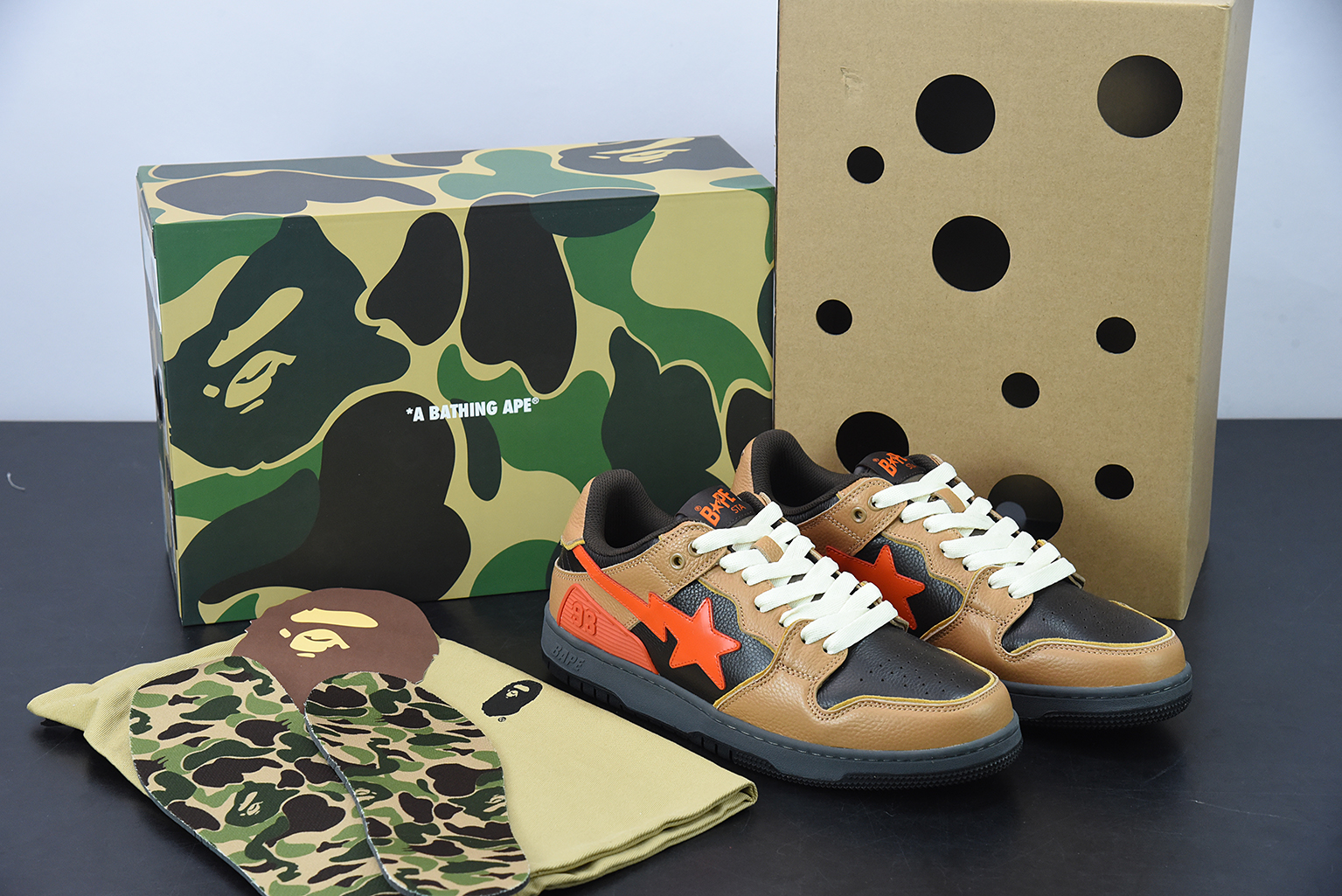 A Bathing Ape Bape SK8 Sta Brown Orange 1G70191034
