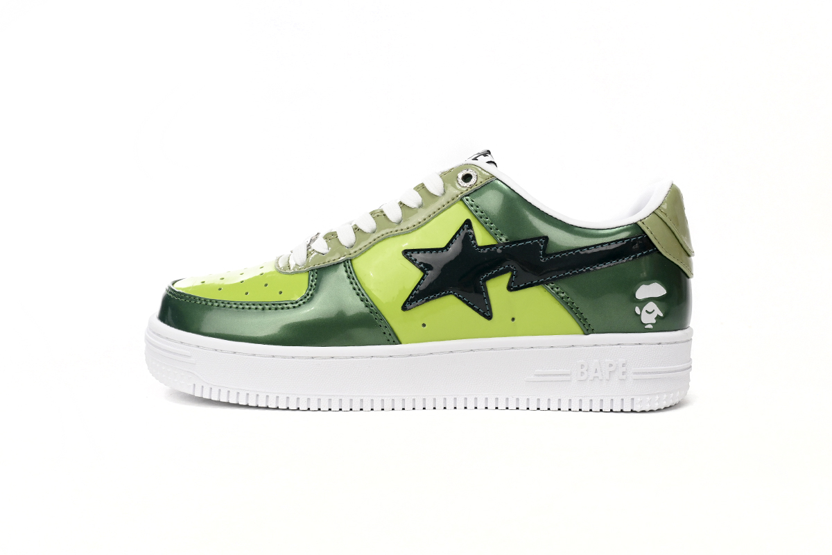 A Bathing Ape Bape Sta Low Black Green Mirror Surface  1H20 190 046