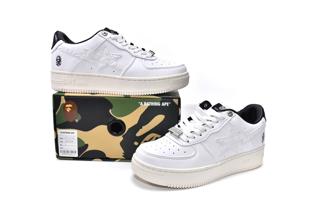 A Bathing Ape Bape Sta Low White Black  1H70-191-022