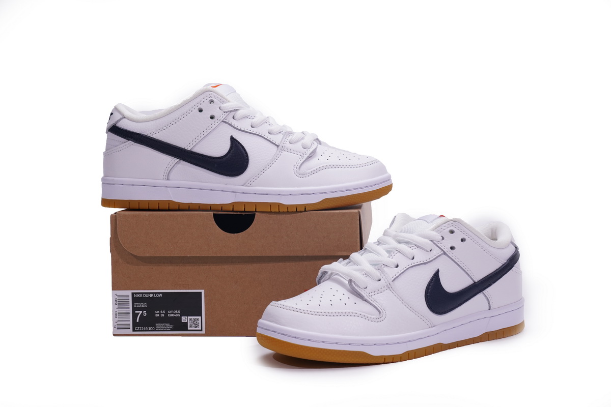 Nike SB Dunk Low Pro Orange Label White Navy  CZ2249-100