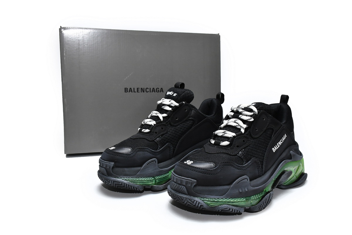 Ba***ci*ga Triple S Black Green   544351 W09ON 1047