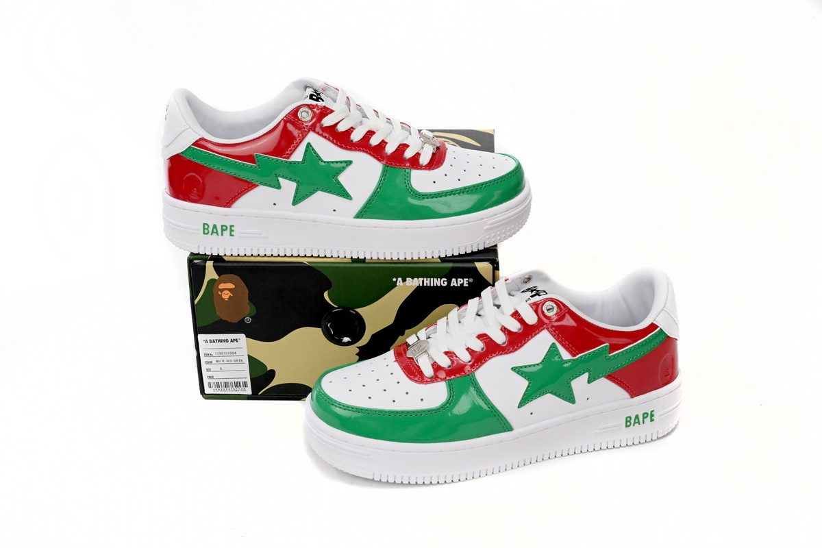 A Bathing Ape Bape Sta Low Red, white, and Green 1180-191-004