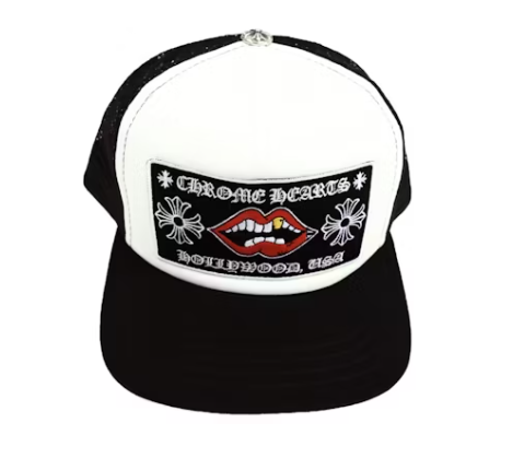 Chrome Hearts Chomper Hollywood Trucker Hat Black White