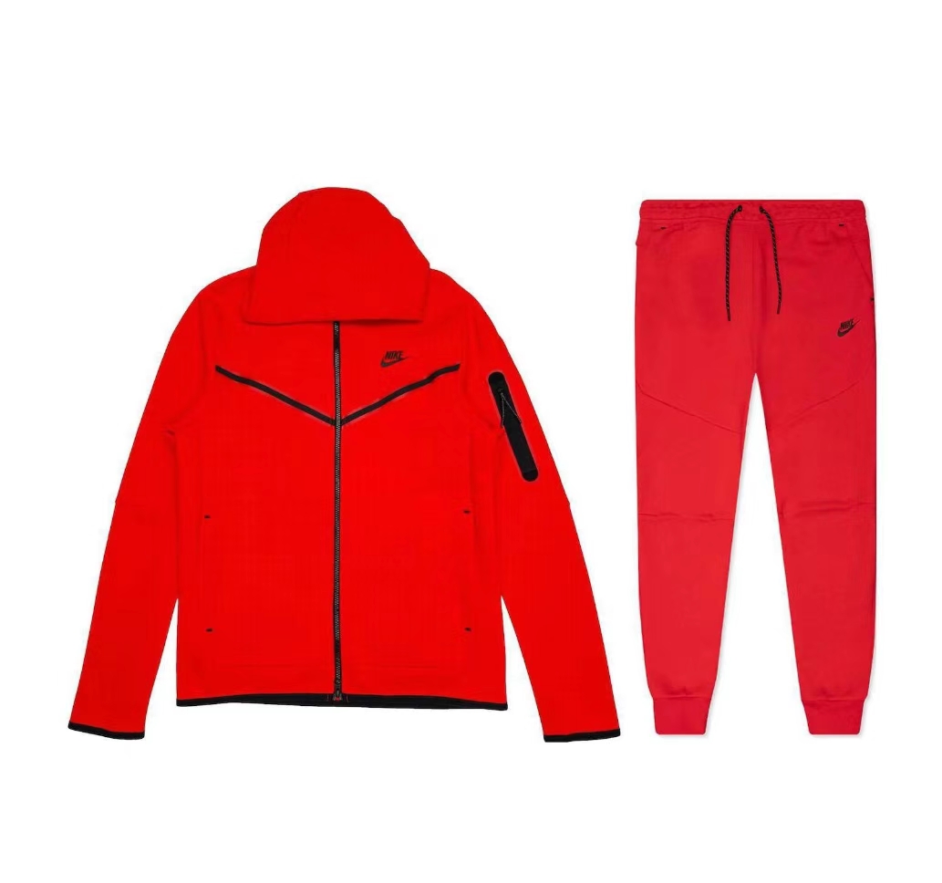 Nike Sportswear Tech Fleece Full-Zip Hoodie & Joggers Set Red