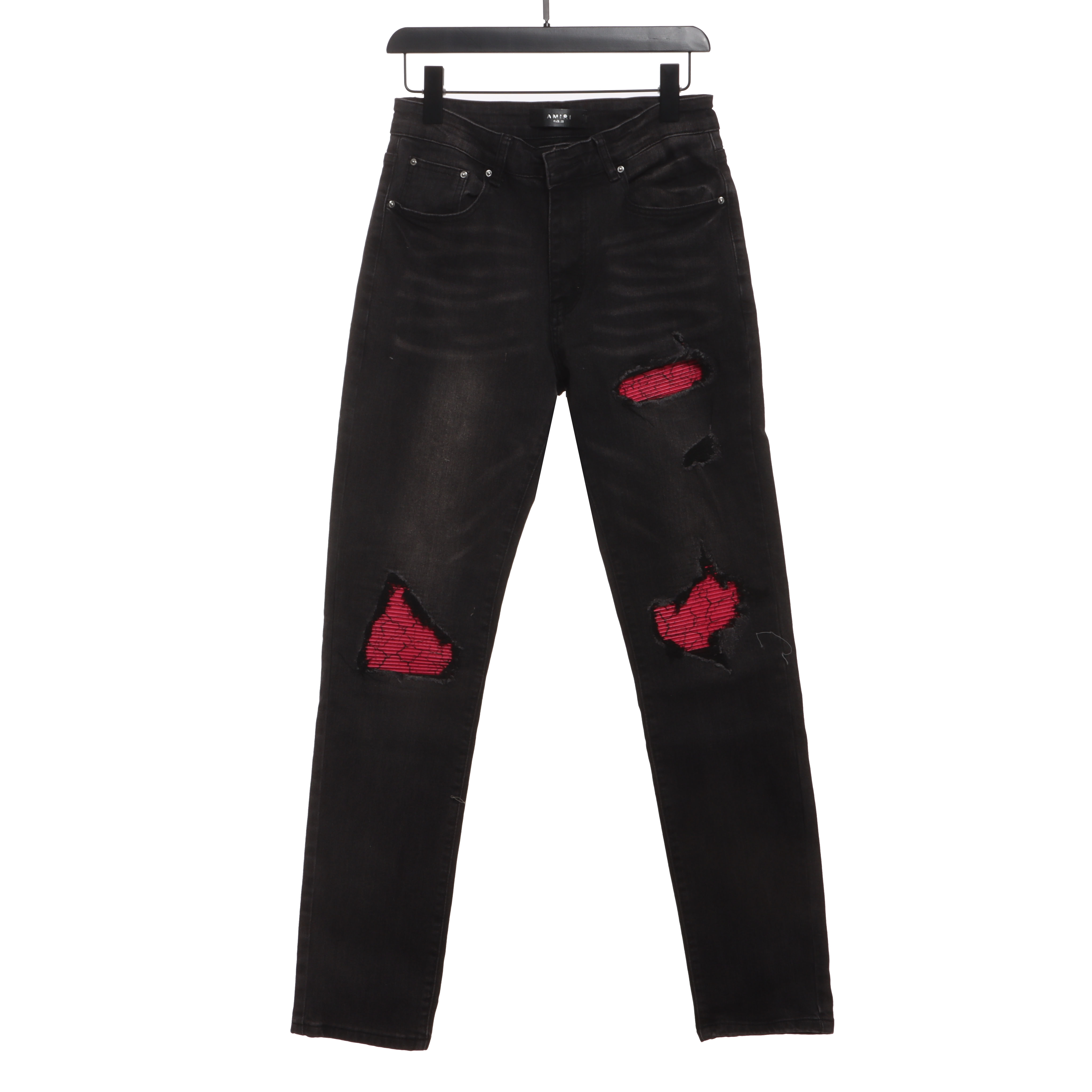 Amiri Fashion Jeans Black Red 24