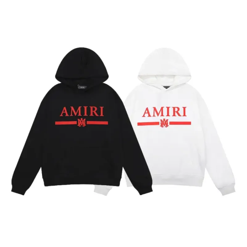 AMIRI Ma Bar Logo Hoodie Hoodie Black and White