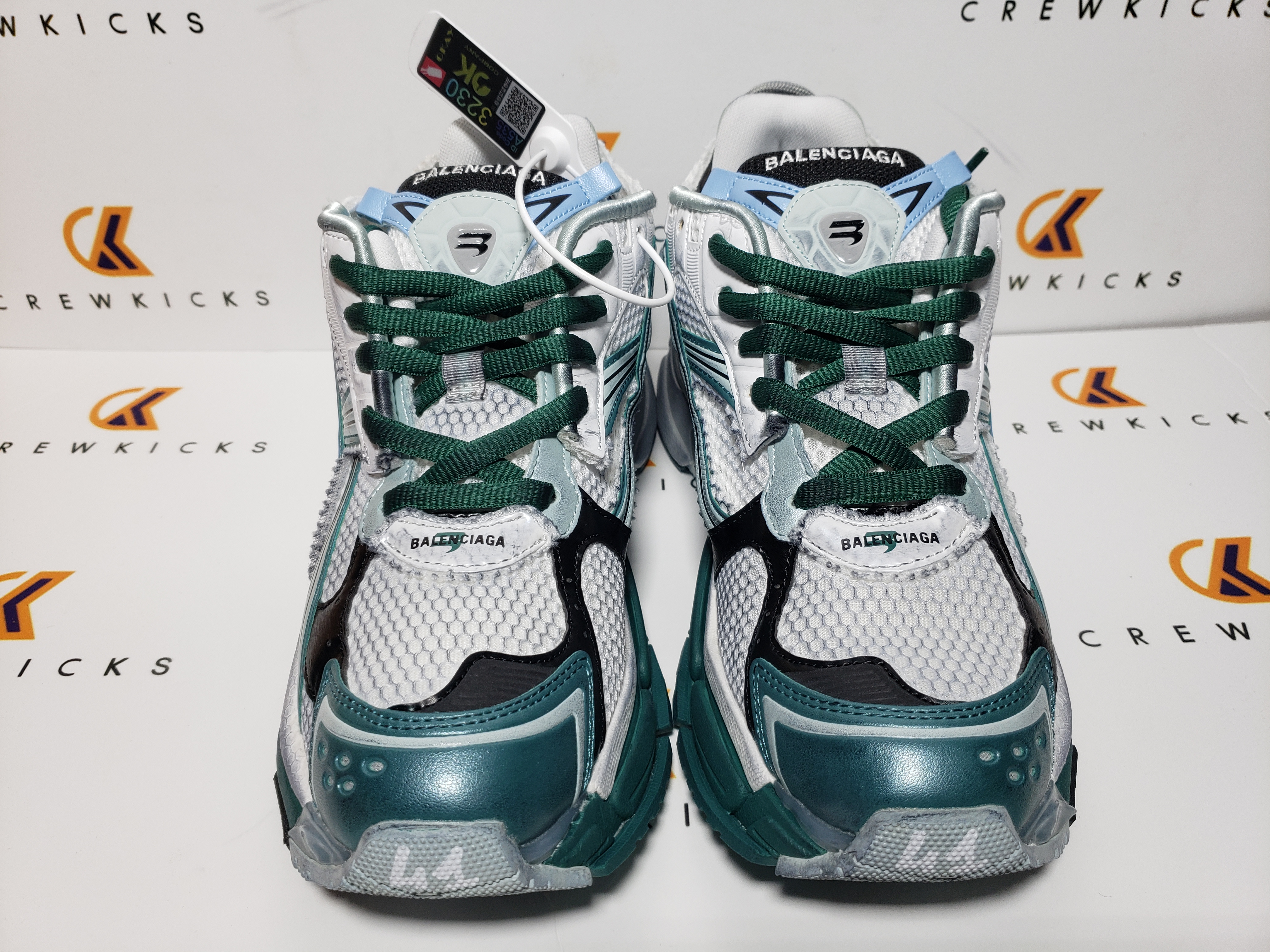 Balenciaga Runner White Green Blue 772767 W3RMU 9034