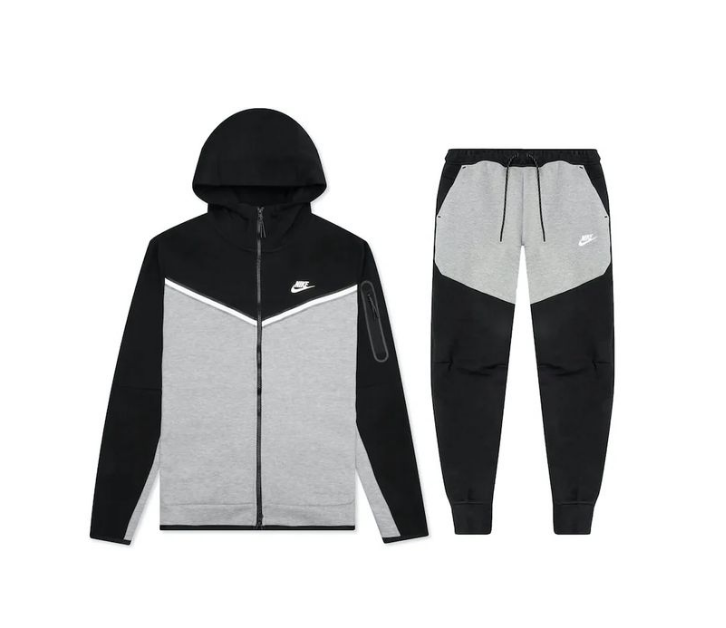 Nike Sportswear Tech Fleece Full Zip Hoodie & Joggers SetBlack/Dark Grey Heather/White