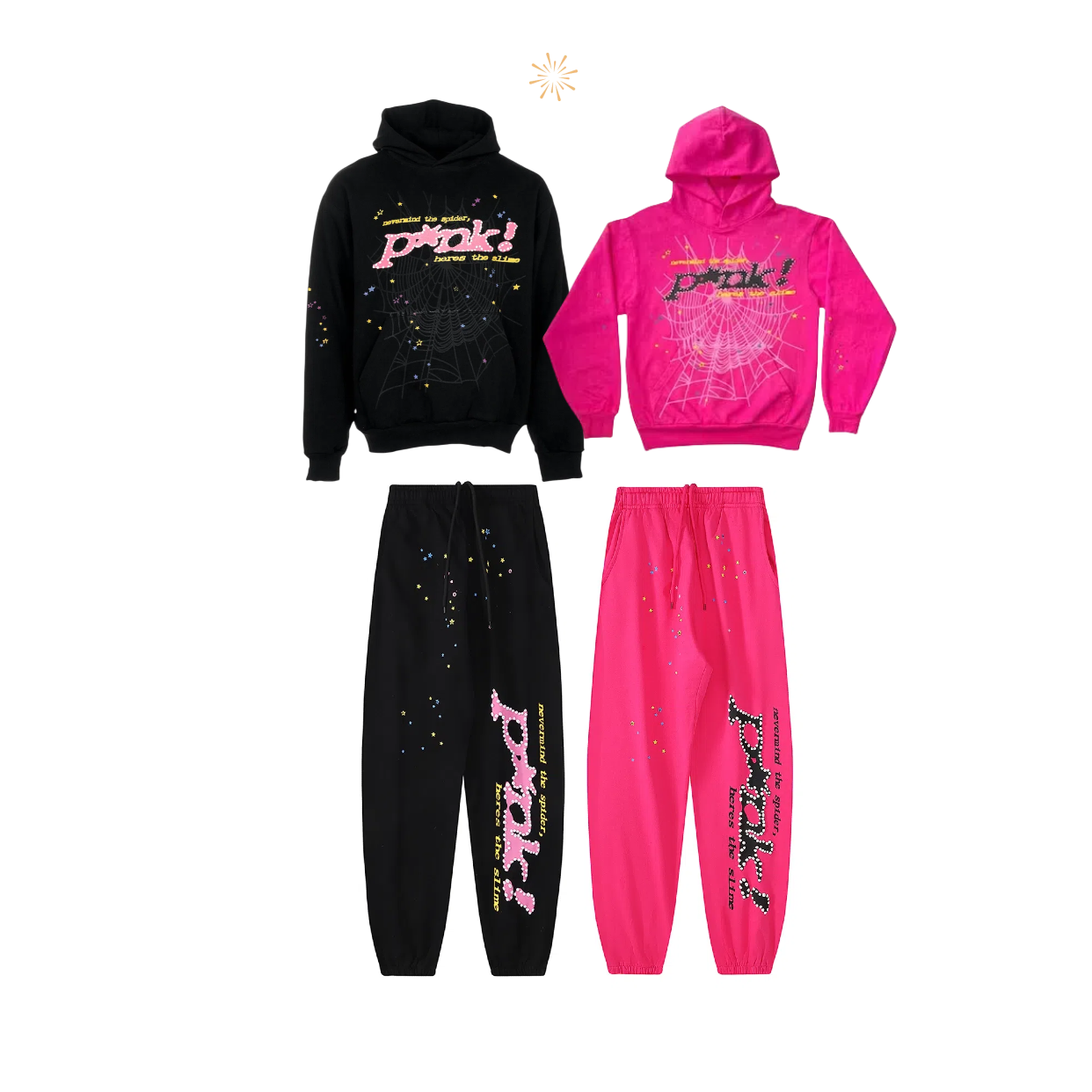 Combo Sale Sp5der P*NK V2 Hoodie and Sweatpan