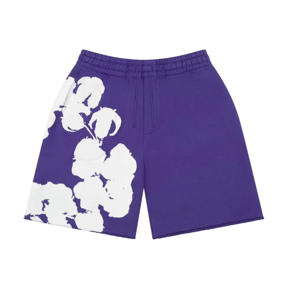Denim Tears Big Cotton Wreath Sweat Shorts Purple
