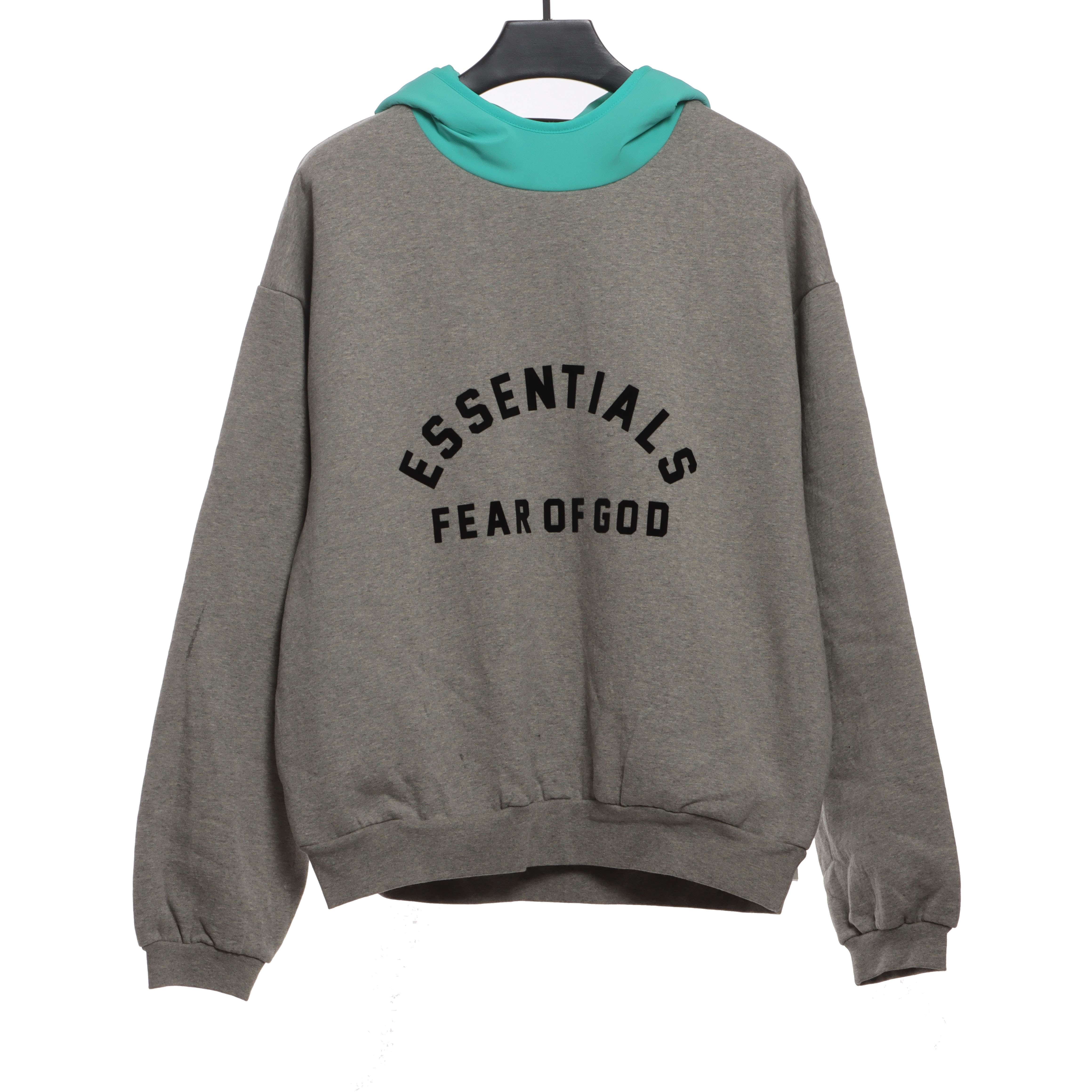 Fear of God Essentials Dark Heather Oatmeal Mint Leaf Nylon Fleece Hoodie