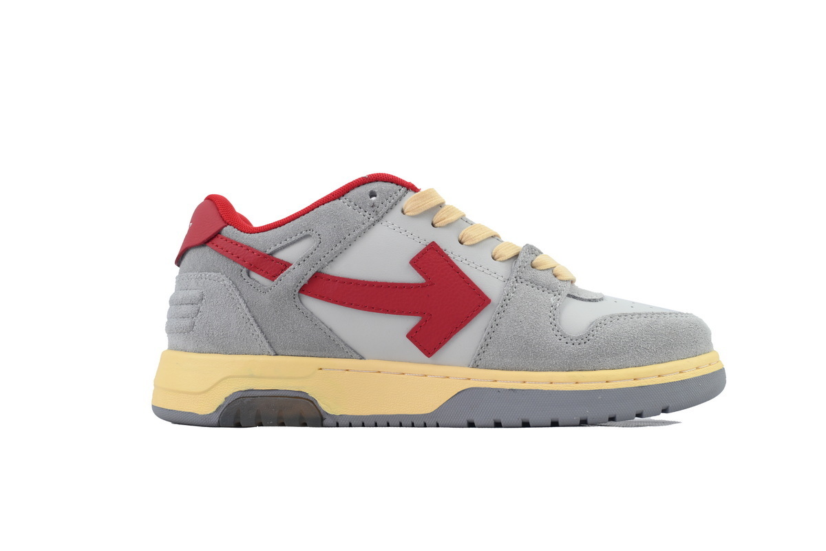 OFF-WHITE Out Of Office OOO Low Tops Light Grey Red  OMIA189S24LEA0110525