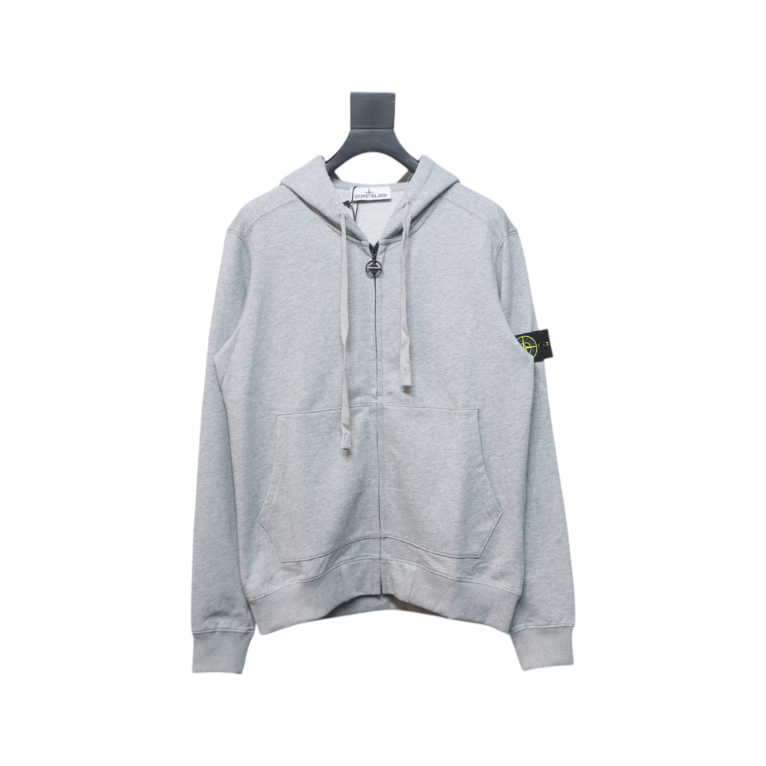 Stone Island Compass-badge Zipped Hoodie Grey
