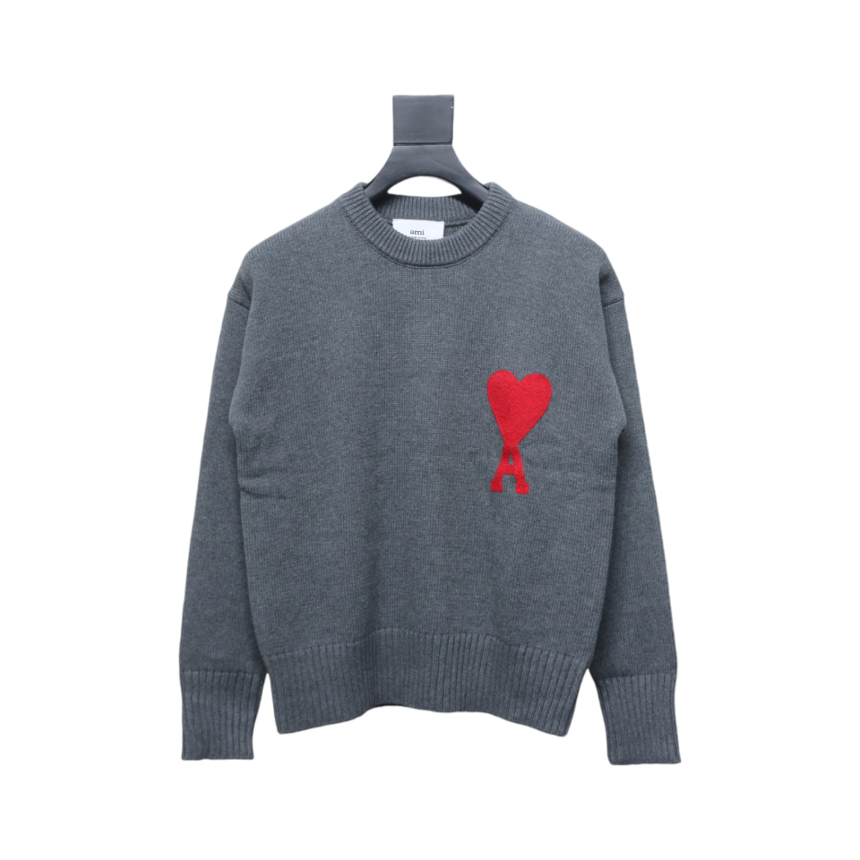 AMI Paris Ami de Coeur Sweater Grey