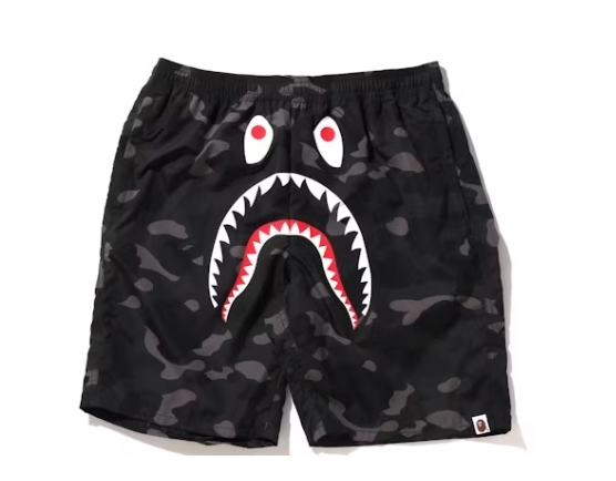 BAPE Color Camo Shark Beach Shorts Black