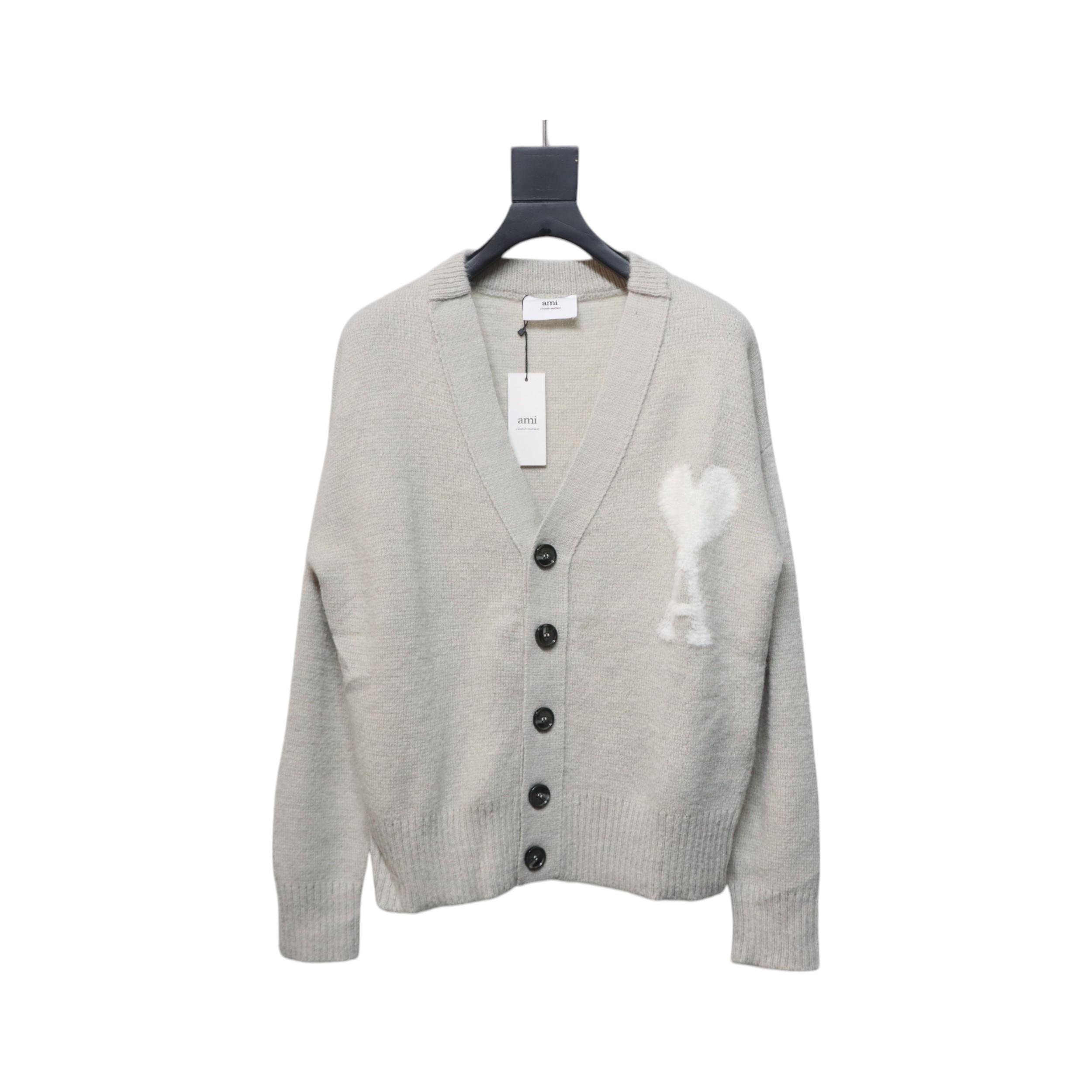 AMI Paris Ami de Coeur Cardigan Grey