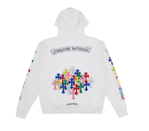 Chrome Hearts Multi Color Cross Hoodie White