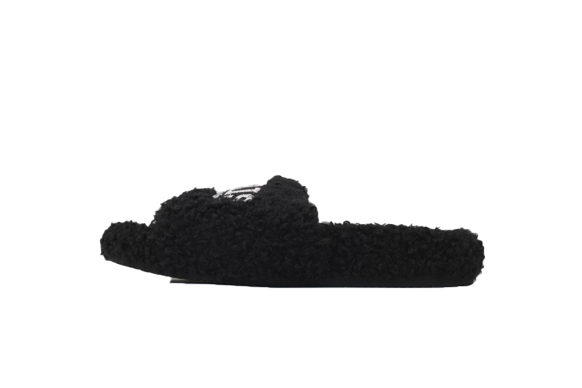 Balenciaga Paris Furry Slide Black
