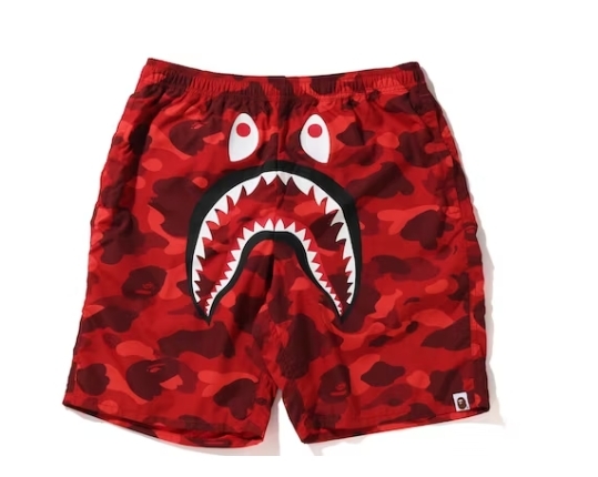 BAPE Color Camo Shark Beach Shorts Red
