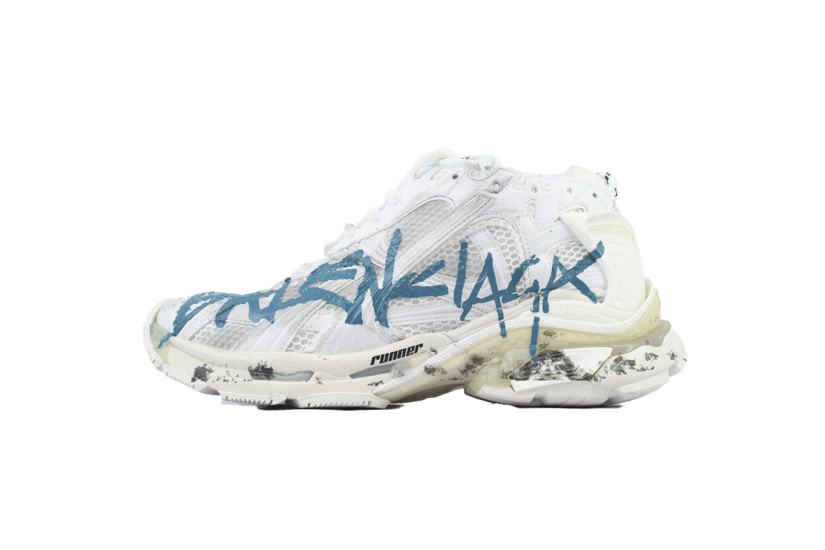 Balenciaga Runner Graffiti White Blue 772774 W3RBQ 9040