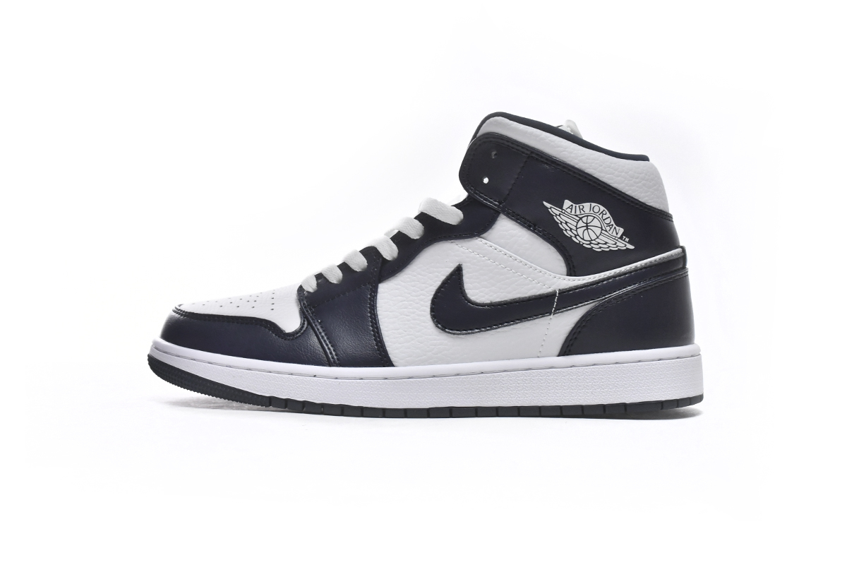Jordan 1 Mid White Metallic Gold Obsidian 554724-174
