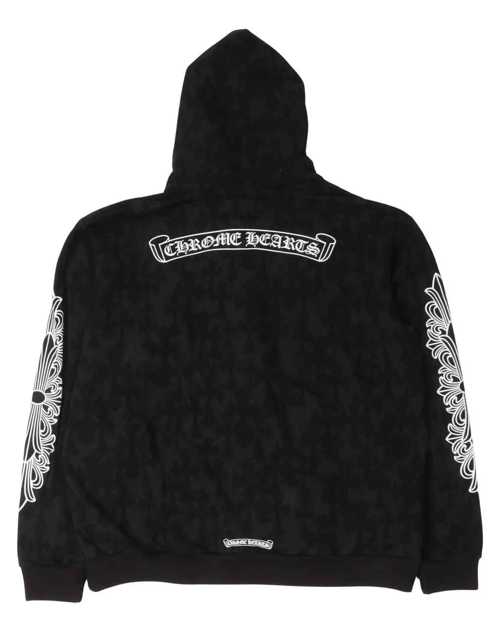 Chrome Hearts Cemetery Cross Horseshoe Logo Zip-Up Hoodie