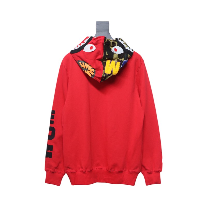 BAPE Color Camo Shark Full Zip Hoodie Red