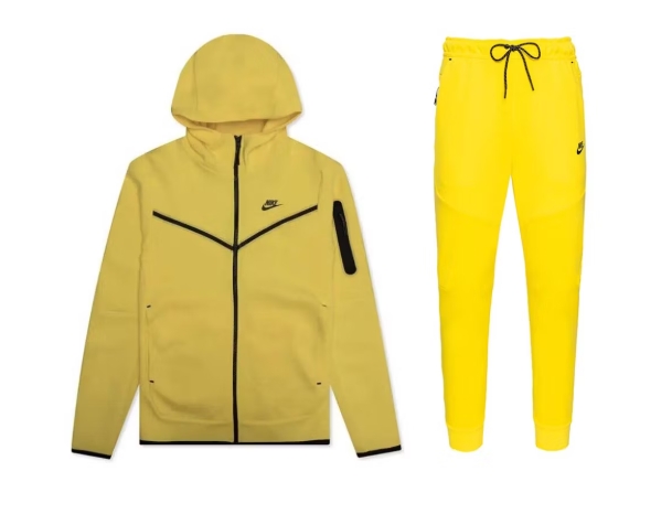 Nike Sportswear Tech Fleece Full Zip Hoodie & Pant Set Yellow Strike/Black