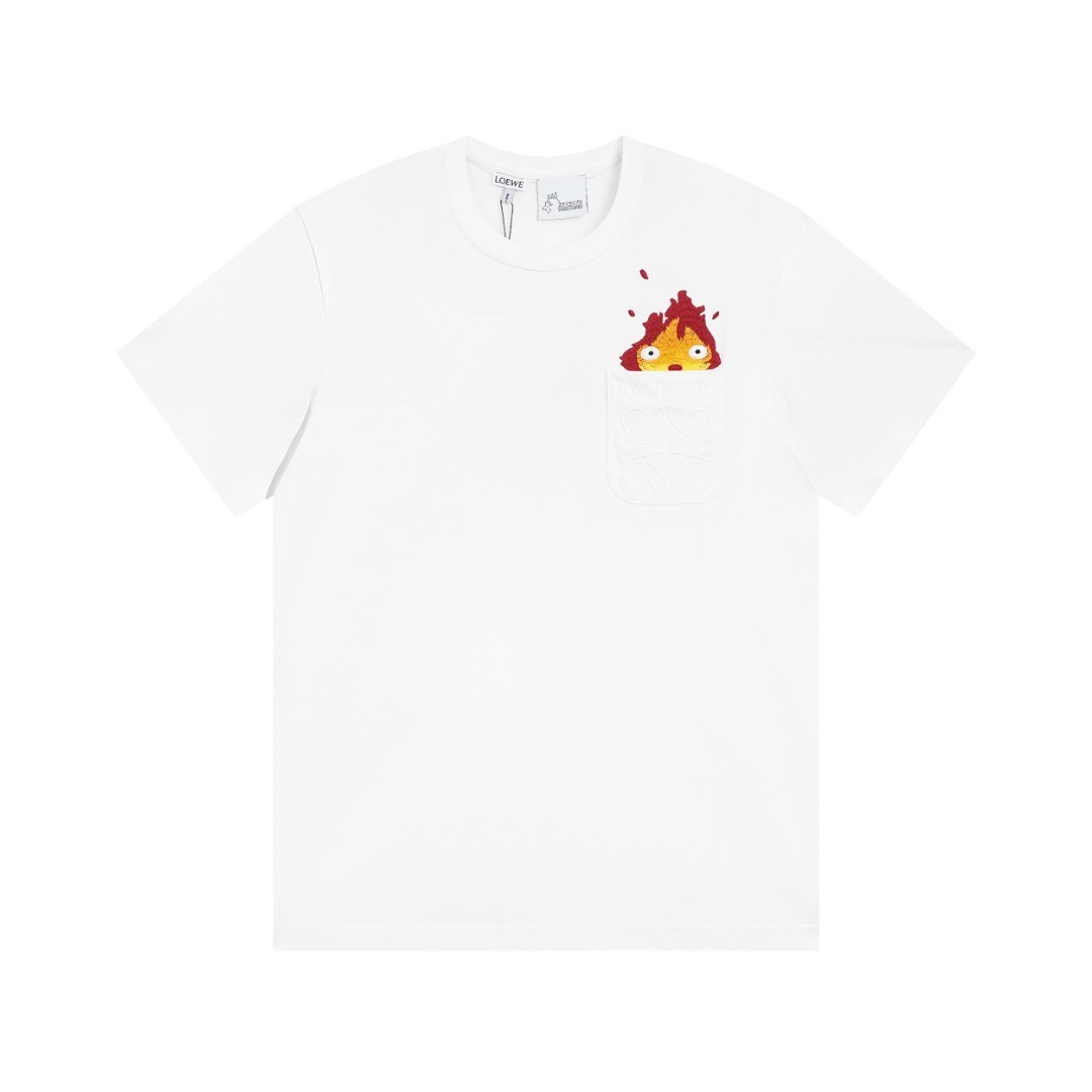 LOEWE x Howl��s Moving Castle Calcifer Cotton-Blend T-shirt White